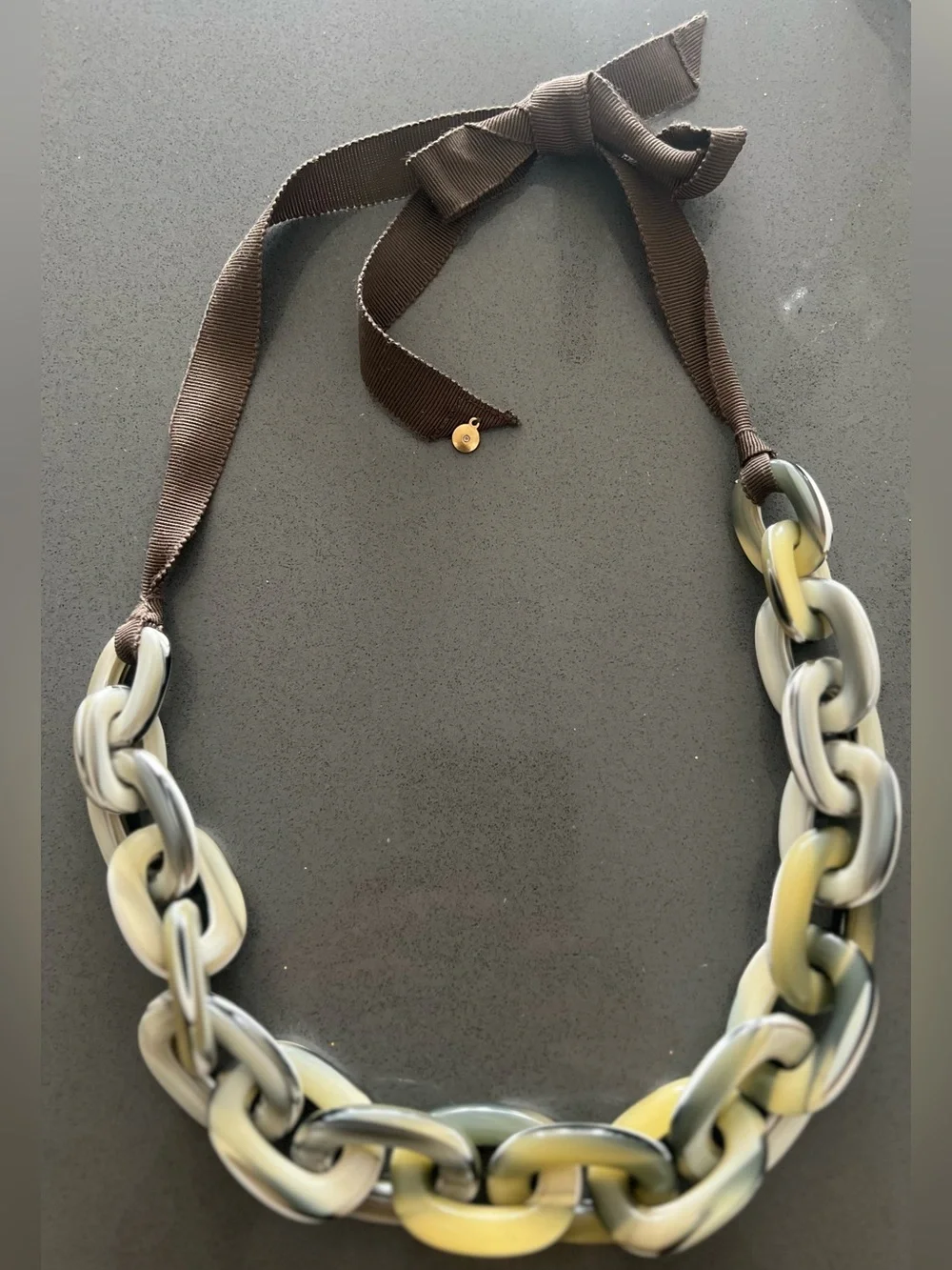 J. Crew Ribbon Tie Acrylic Chain Link Statement  Necklace